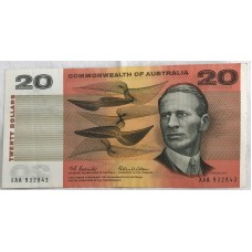 AUSTRALIA 1966 . TWENTY 20 DOLLARS BANKNOTE . ERROR . WET INK TRANSFER